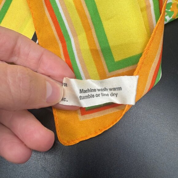 Vintage Scarf Italian Floral Yellow Orange 1970s Flowers Italy Baar & Beards - Picture 5 of 8